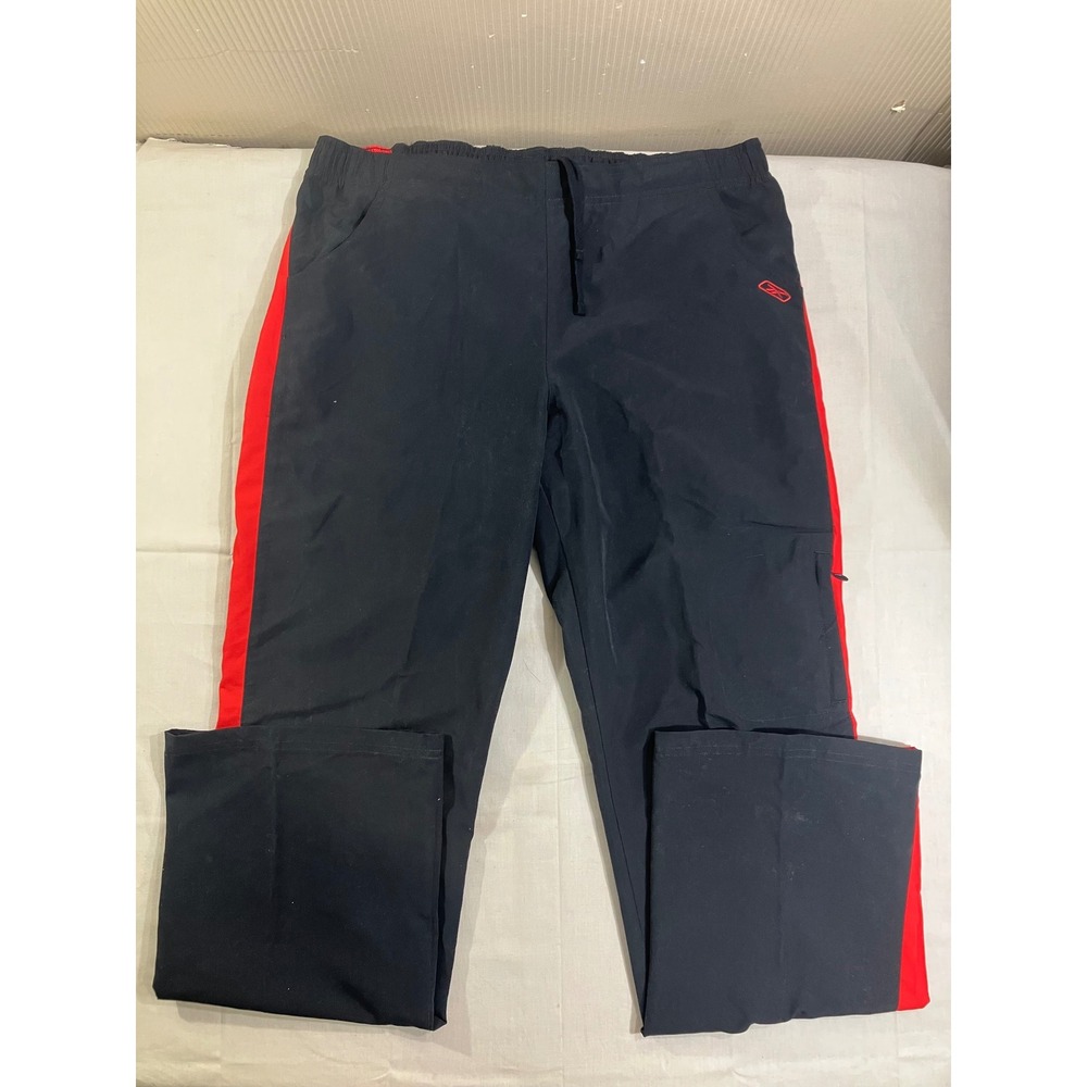 Reebok Womens Track Pants Medium Black Red Stripe Athletic Wind Pants RBK Logo